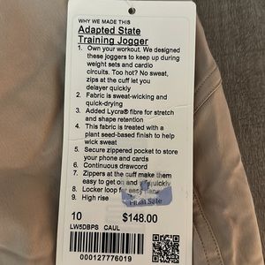 Lululemon Adapted State Training Jogger with tag